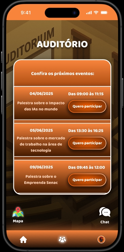 Tela com Informações do Auditório