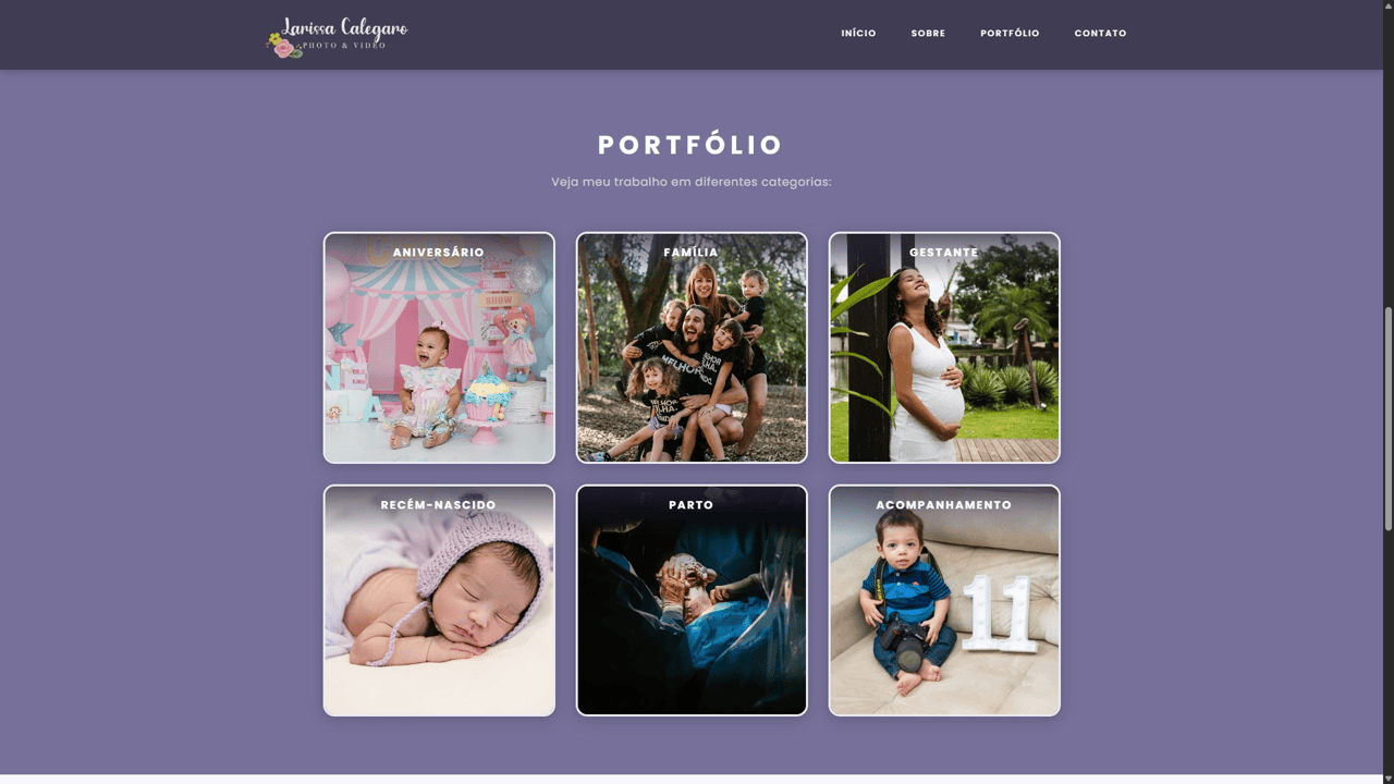Portfólio de Fotos e Categorias